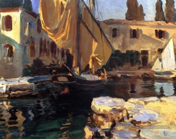 Paysage du quai œuvres - San Vigilio Un bateau à voile d’or Bateaux John Singer Sargent